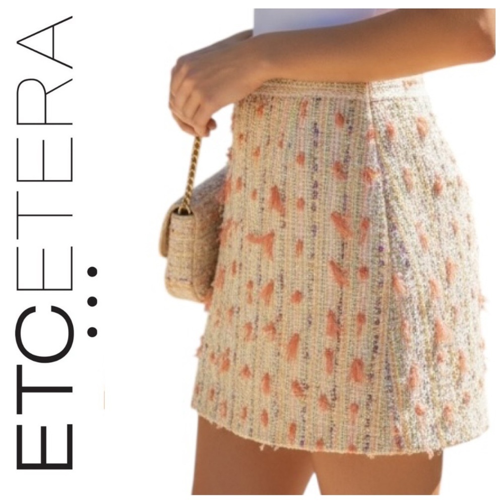 Etcetera Tweed Pattern Multi Colored Mini Skirt Size 6 Cottagecore Office Wear